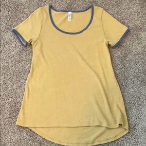 LuLaRoe Small Classic T mustard/blue